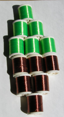 DANVILLE FLAT WAXED NYLON THREAD - 6 BROWN/6 CHARTREUSE SPOOLS - 100 YARDS EACH