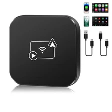 AI Box 2 in 1 Wireless Carplay Android Auto Adapter Plug&Play Auto-Connect Black