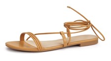 PARTY Women's Strappy Sandals Lace Up Flats Tie Open Toe Ankle Strap...