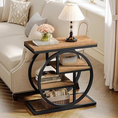 Tribesigns End Table for Living Room 4-Tier Narrow Side Table with Storage Shelf