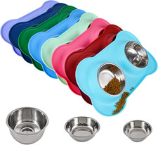 Dog Bowls 2 Stainless Steel Bowl for Pet Water and Food Feeder with Non Spill Sk