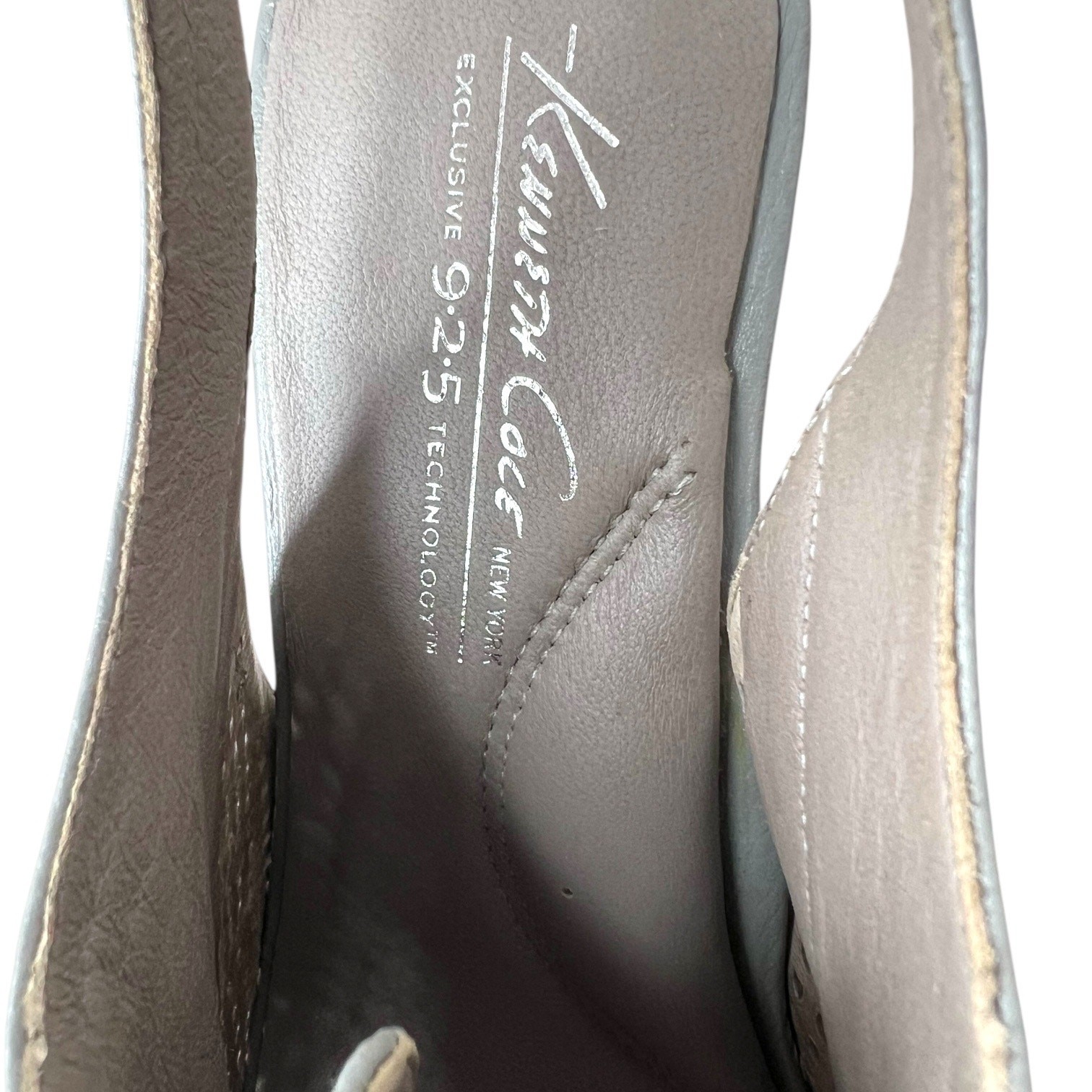 Kenneth Cole New York Perforated Leather Slingback Heels in Gray Women's Sz 7.5M