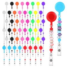 50PCS Beadable Badge Reels, Beaded Blank Bars Bulk Retractable ID Name Badge ...