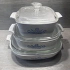 Corning Ware Blue Cornflower Casserole Dish With Pyrex Lid Lot Of 3 Vintage