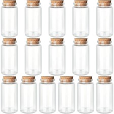 16 Pcs 100 ml / 3.4 oz Glass Bottles with Cork, Decorative Glass Jars