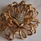 Vintage EMMONS Signed  Rhinestone brooch Silver Tone Leaf Brooch costume jewelry