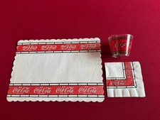 Set Tiffany anni '70, Coca-Cola, "inutilizzato": tovaglietta, tazza, tovagliolo (scarso/vintage)