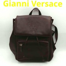 Gianni Versace Vintage Medusa Backpack Dark Brown Leather Women's