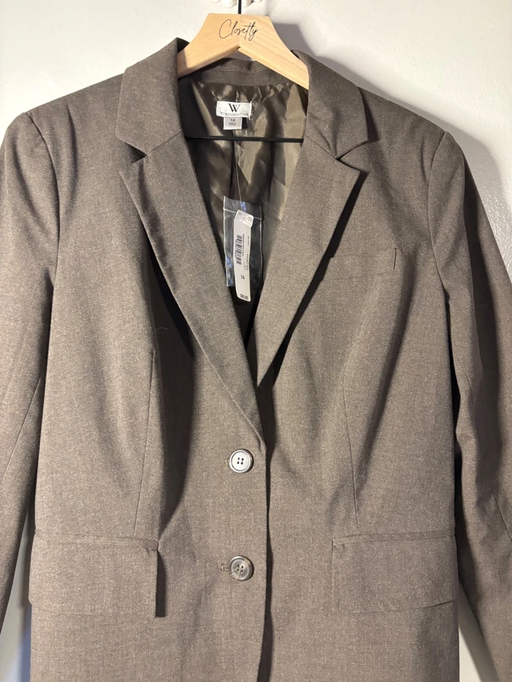 Blazer Mujer Talla 14 Worthington Marrón Cierre Botón  Foto 2 de 4