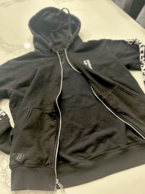 Chrome Hearts Vertical Logo Zip Up Hoodie Black | eBay