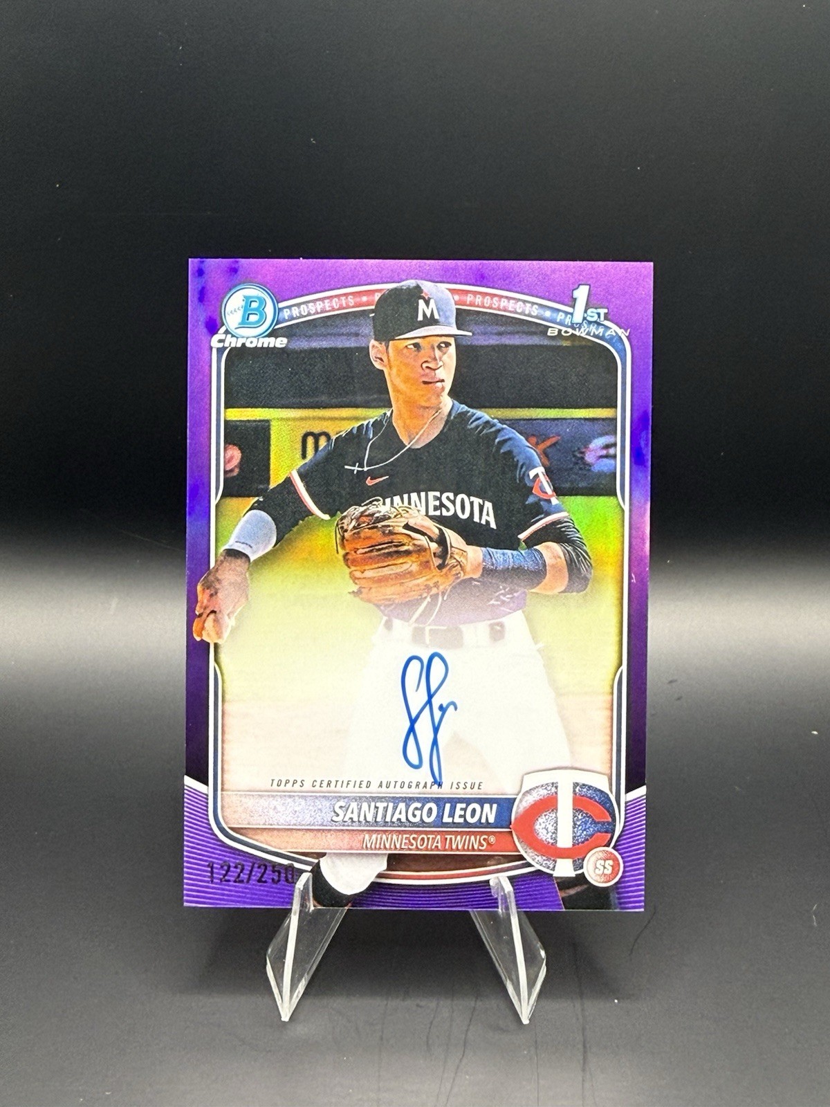 Santiago Leon 2025 Bowman Chrome Baseball 1st Bowman Purple Refractor Auto/250 