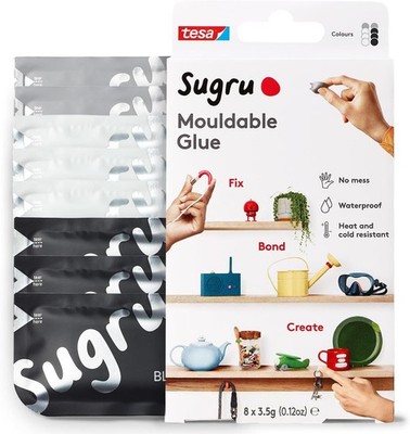 Sugru by tesa Allzweckkleber Klebeknete Schwarz Weiß Reparieren 8x3,5g 8er Pack