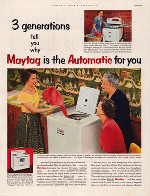 #ad #ad Maytag Magazine Ad Automatic Washer 1953 Mid Century Modern Laundry $12.95