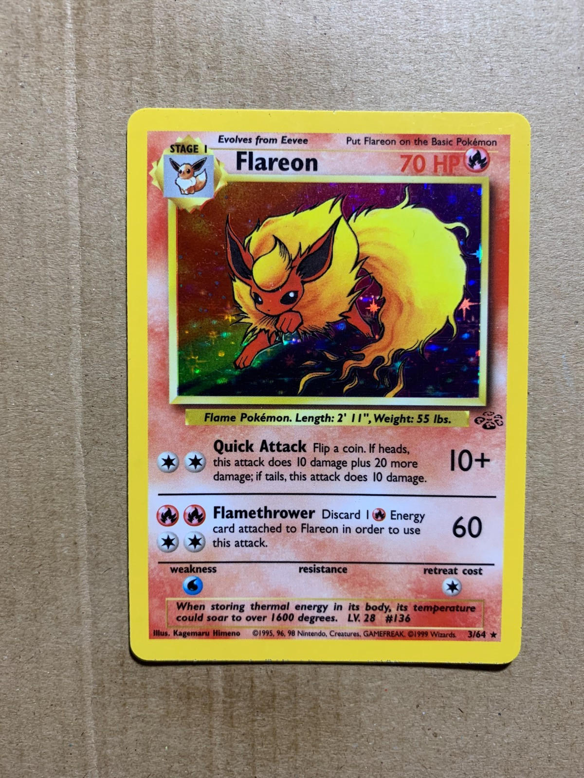 Flareon 3/64 Jungle Set - Holo Pokemon Card - NM/Mint