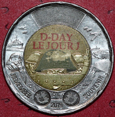 Canada  2018 Toonie Two 2 Dollars Elizabeth II D-Day  28mm