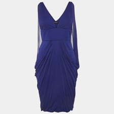 Versace Blue Jersey Draped Mini Dress M