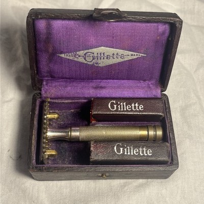 Rare Vintage Gillette Old Type Single Ring - 1st Model - Complete Set