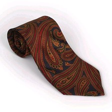 Bert Pulitzer Ancient Madder Silk Paisley Tie Navy Red Green Yellow Made In USA