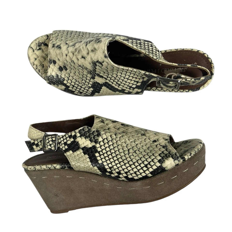 Sandalias de cuña Donald Pliner talla 6 piel de serpiente de pitón en relieve punta abierta honda Foto 2 de 4