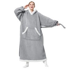 Winter Hoodie Blanket With Button Design Warm Home Clothes Women Men Oversized P