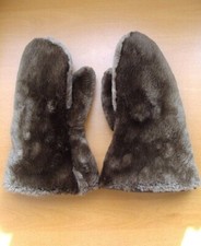 REFURBISHED NEW BROWN SHEARED BEAVER FUR MITTENS MEN MAN SIZE ALL