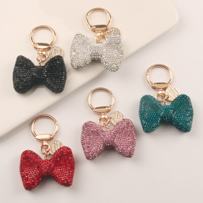 Key Buckle Alloy Key Chain Pendant Rhinestone Bow Key Chain Key