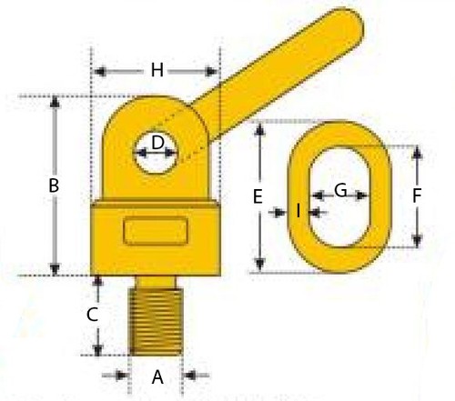 16mm SWIVEL EYEBOLT LIFTING POINT with LINK WLL 2T @0 WLL 1.12T @90 chain rope - Picture 2 of 2