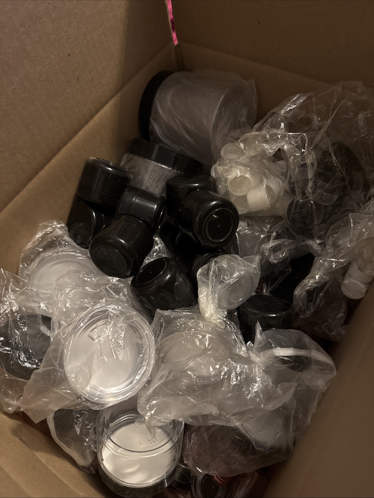 Grab Box Full of New Skincare Containers. Dropper Bottles, Jars, Roller Bottles