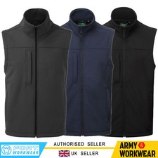 Mens Softshell Bodywarmer Fleece Lined Windproof Sleeveless Work Gilet Zip Up 