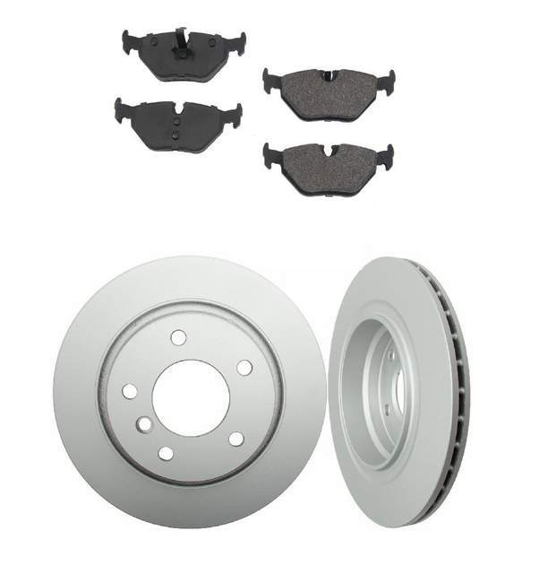 2 ATE Rear Disc Rotor OPparts Brake Pad Set Kit for BMW e46 323i 325ci