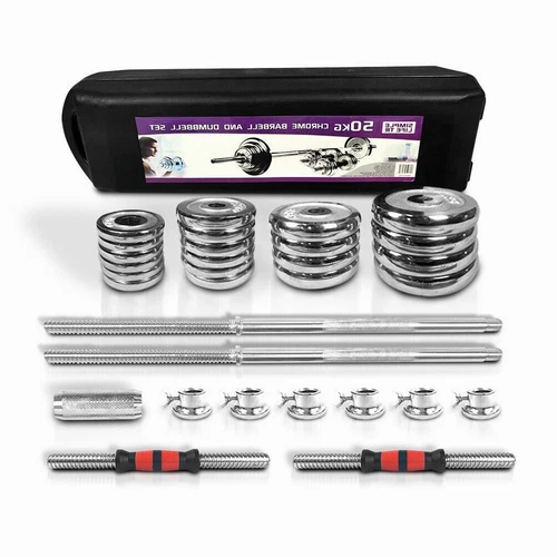110lb Dumbbells Adjustable Weight 2in1 Cast Iron Barbell Set Workout Fitness New