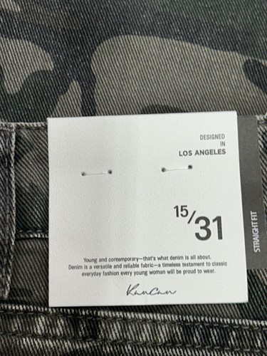 Kancan Benji Camo High Rise Distressed Boyfriend Jeans in Olive - Sz 15/31 - NW - Picture 5 of 7