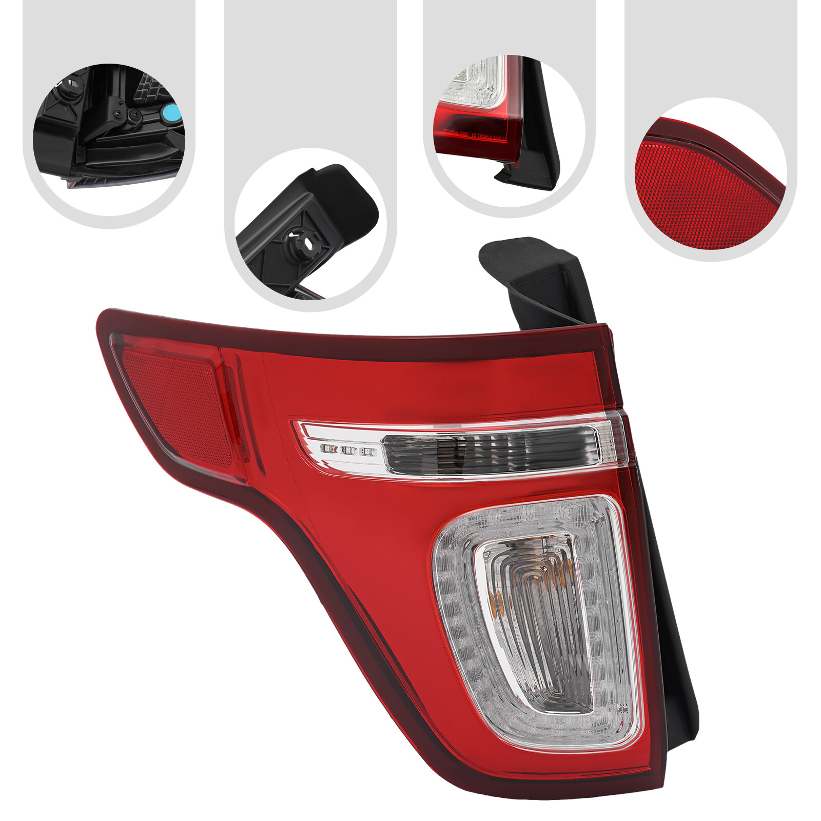 2011-2015 Ford Explorer Driver Side Red Clear LED Tail Light Replacement