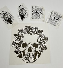 1980s 1990s original vintage Tattoo acetate flash lot skulls grunge biker