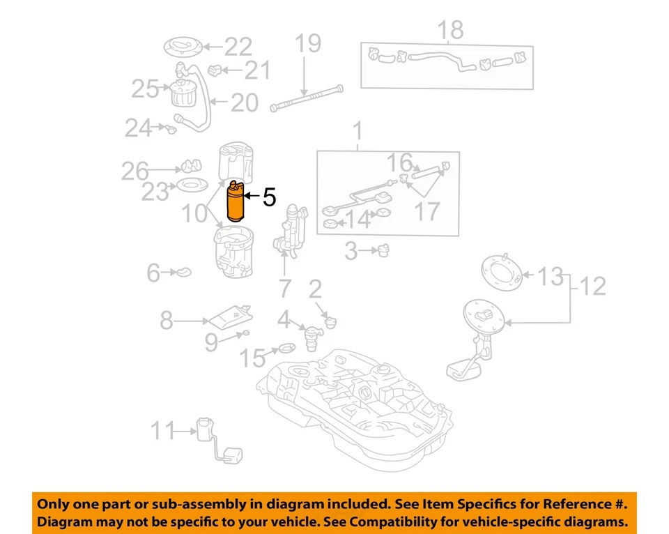 Used Fuel Pump fits: 2006 Lexus RX400H Pump Assembly 3.3L VIN W 5th digit hybrid - Изображение 3 из 4
