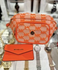 Authentic NEW Michael Kors Maisie 2 In 1 Large Waistpack Poppy MK Signature