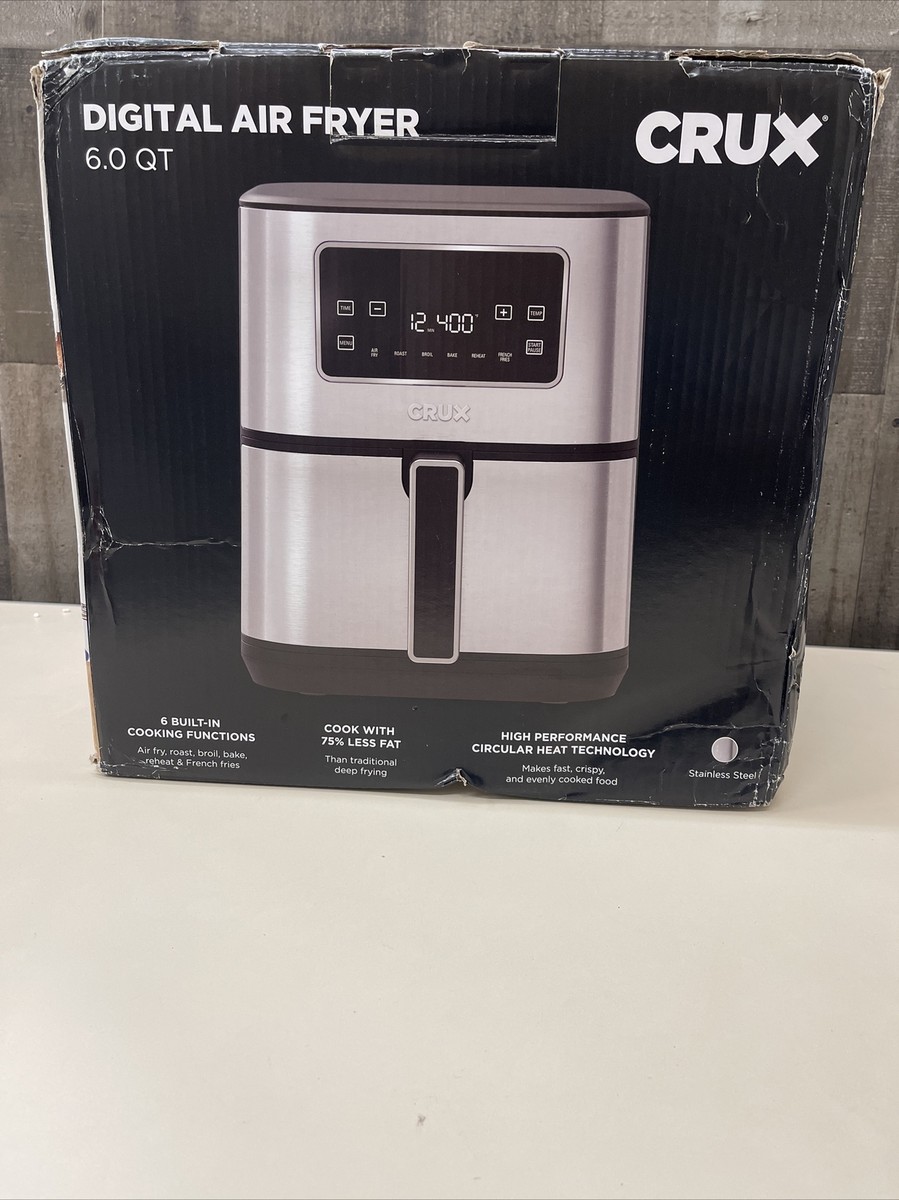 CRUX - 6-qt. Digital Air Fryer Kit Stainless Steal KZ-6013S | eBay