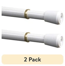 (2 pk)Adjustable Spring Tension Curtain Rod, 7/16 in. Diameter Steel Tube,White