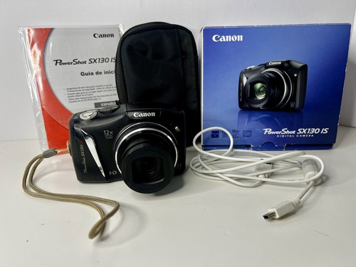 Canon PowerShot SX130 IS 12.1 MP Digital Camera Bundle IOB w Accessories TESTED!