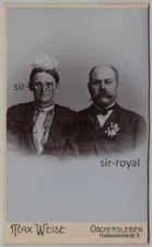 Quirky couple in portrait circa 1910s-Oschersleben/Weise-photo CDV