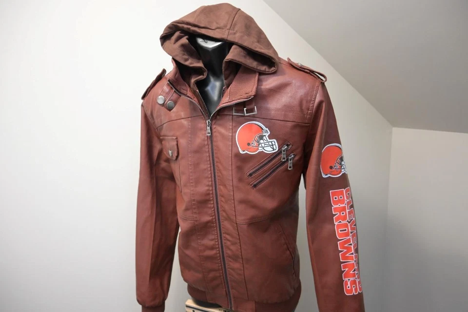 NFL Cleveland Browns Plisado Militar Carga Chaqueta Con Capucha Para Hombre Talla Grande Foto 3 de 4