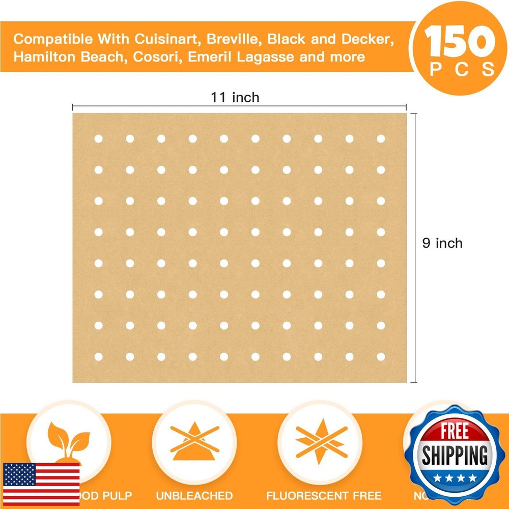 150pcs 9x11 Inch Air Fryer Parchment Paper Liners for Easy Cleanup