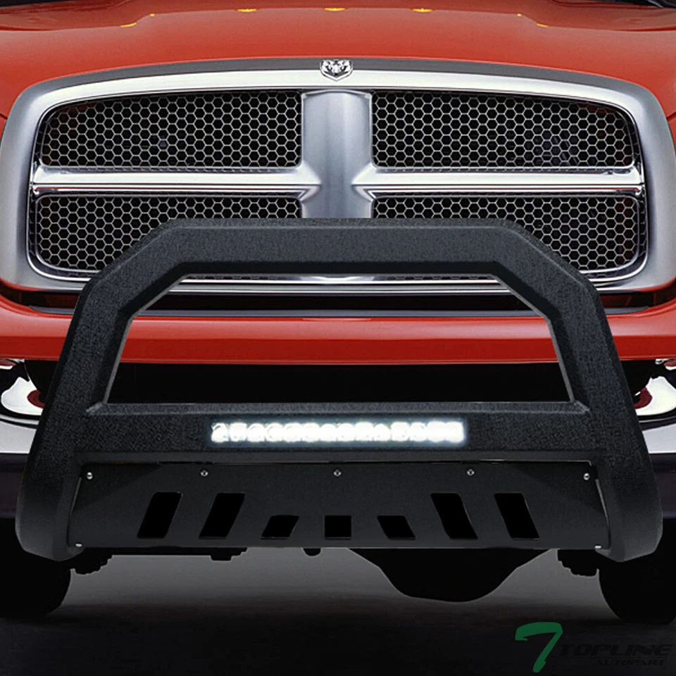 Topline For 2002-2009 Dodge Ram AVT Aluminum LED Bull Bar Guard - Textured Black Foto 3 de 4
