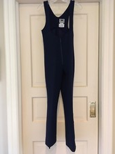 EXCELLENT VTG LADIES 8 OBERMEYER NAVY STRETCH BIB WOOL/NYLON-SKI SUIT