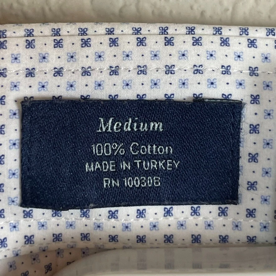 Peter Millar Collection Men's Size M Button Up Long Sleeve Shirt White Blue - Image 4 of 4