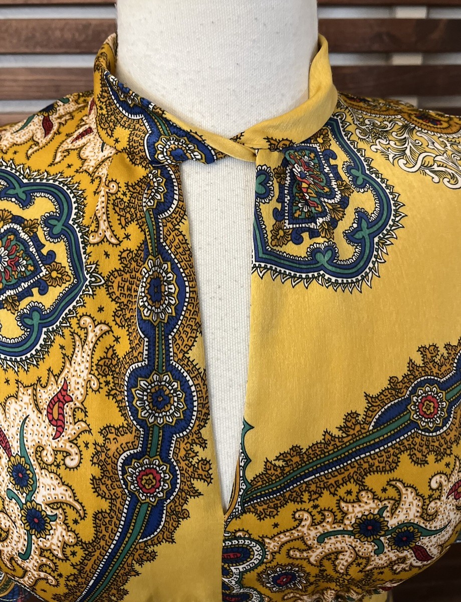 NWT Zara Gold Yellow Paisley Floral Long Satin Key Hole Dress w/ Side Slit - XS | eBay NWT Zara Gold Yellow Paisley Floral Long Satin Key Hole Dress w/ Side Slit - XS | eBay