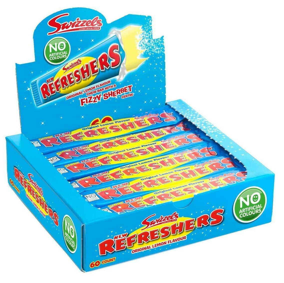 60x Swizzels Refreshers Original Sabor Limón Barrita De Chicle 18g