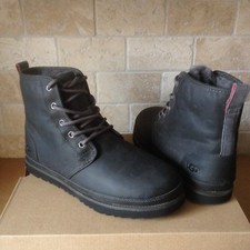 UGG Harkley Charcoal Waterproof Leather Fur Chukka Lace Boots Shoes Size 13 Men