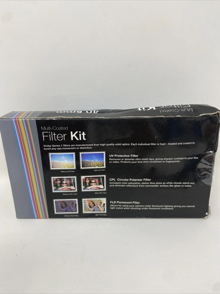 Vivitar 40.5mm 3-Piece Multi Coated Filter Kit UV+CPL+FLD New In Box. - Image 3 of 4