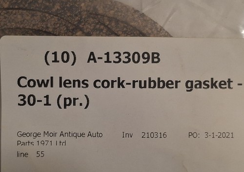 1930-31 Ford Car Cowl Lamp Lens Gasket A-13309-B (priced per pair) - Picture 3 of 3